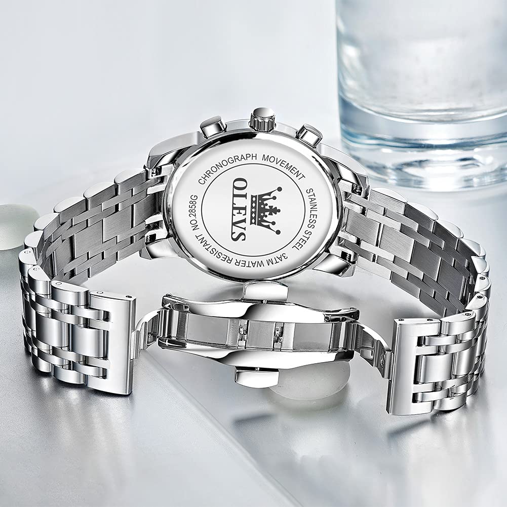 Foto 8 pulgar | Reloj Olevs Silver Dress, Cronógrafo De Lujo Para Hombre, 41 Mm - Venta Internacional.