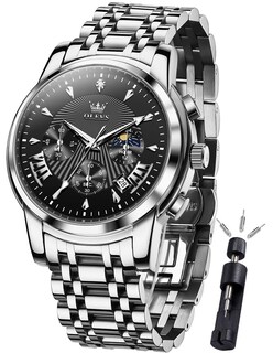 Foto 1 | Reloj Olevs Silver De Acero Inoxidable Impermeable Para Hombre - Venta Internacional.
