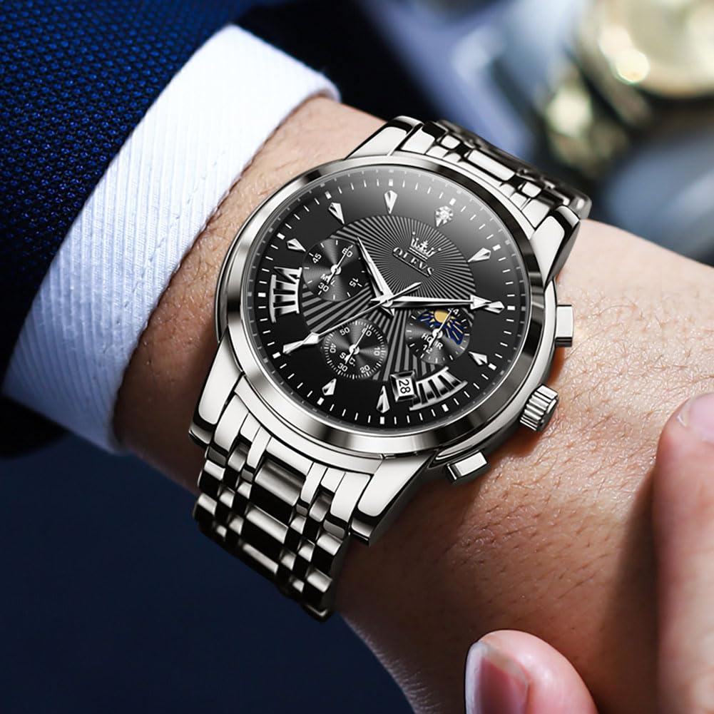 Foto 2 | Reloj Olevs Silver De Acero Inoxidable Impermeable Para Hombre - Venta Internacional.