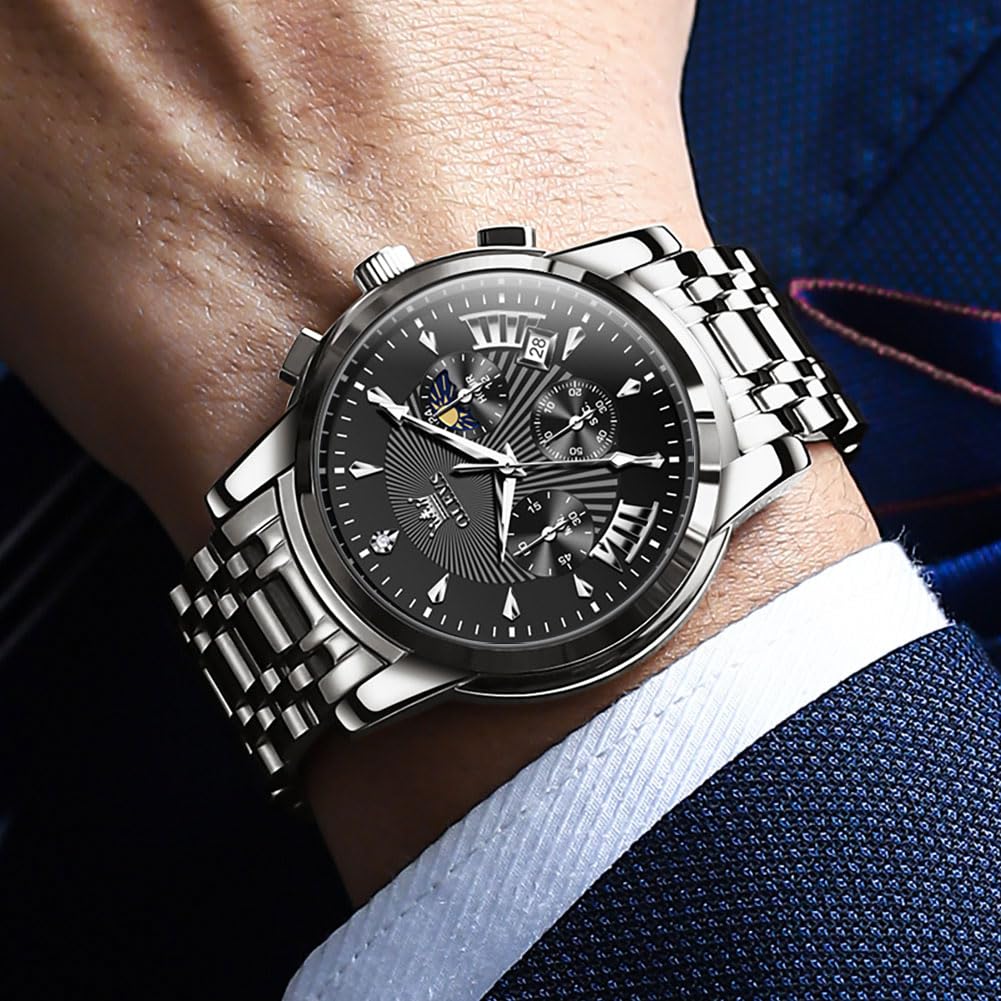 Foto 4 pulgar | Reloj Olevs Silver De Acero Inoxidable Impermeable Para Hombre - Venta Internacional.