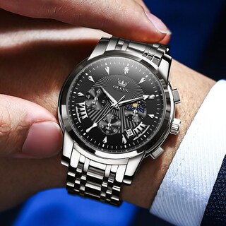 Foto 7 | Reloj Olevs Silver De Acero Inoxidable Impermeable Para Hombre - Venta Internacional.