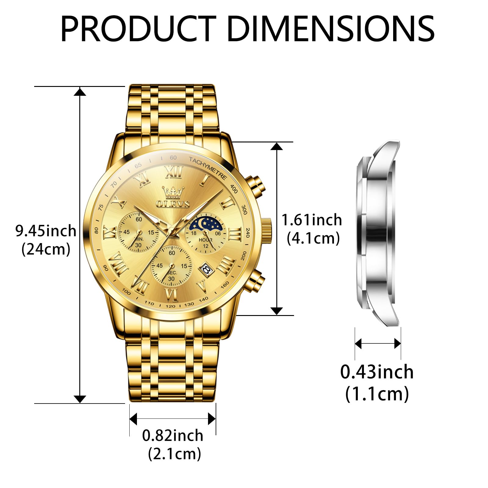 Foto 6 pulgar | Reloj Olevs Luxury Gold Chronograph De Acero Inoxidable Para Hombre - Venta Internacional.