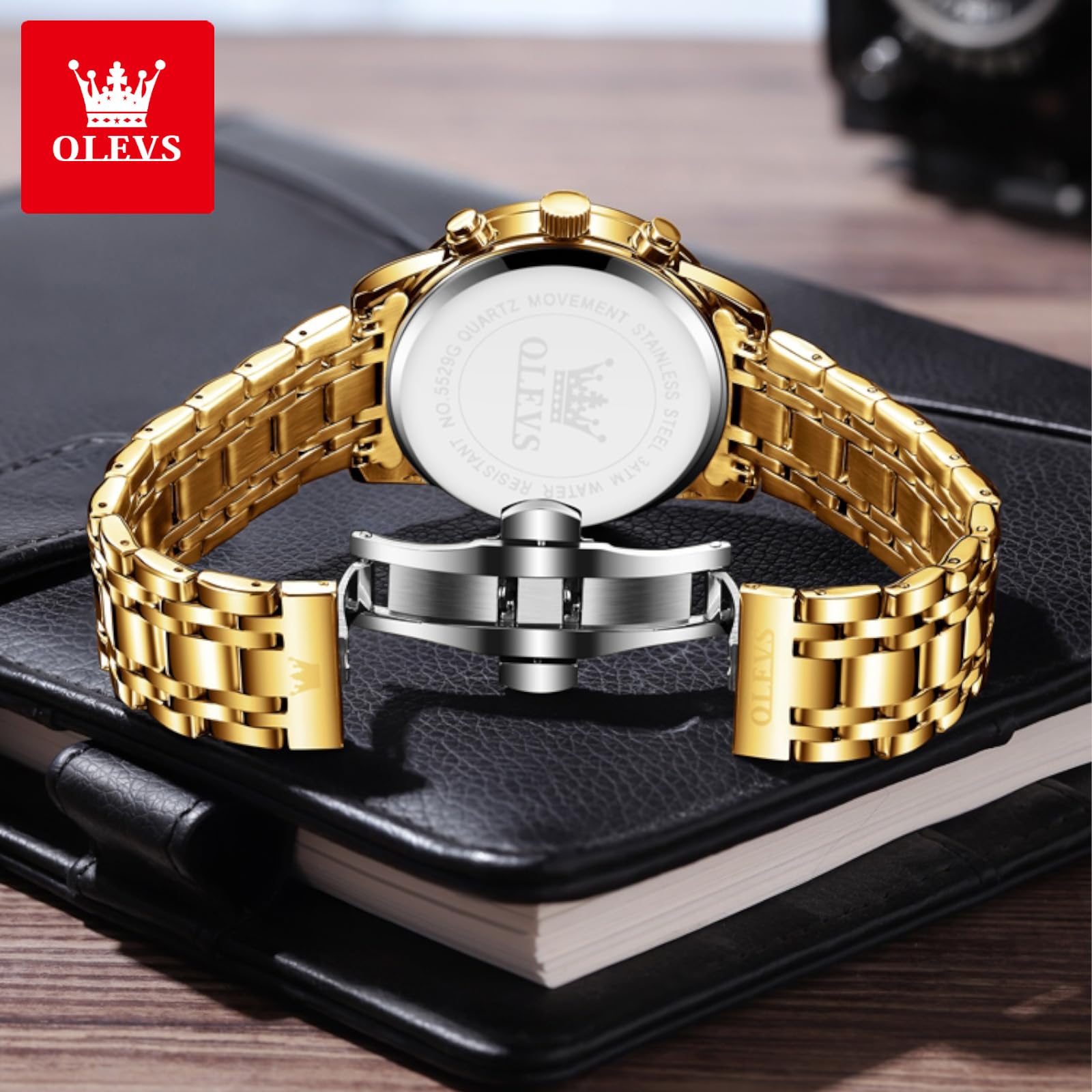 Foto 7 pulgar | Reloj Olevs Luxury Gold Chronograph De Acero Inoxidable Para Hombre - Venta Internacional.