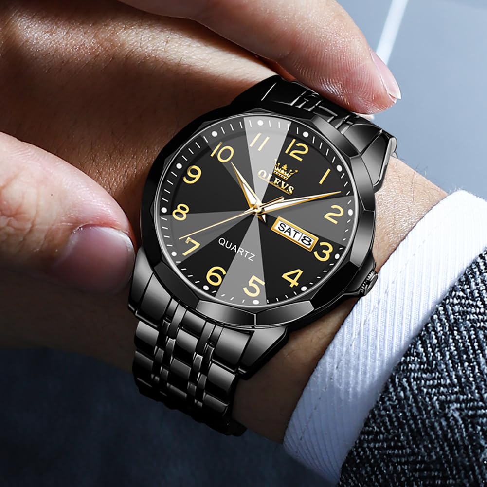 Foto 3 pulgar | Reloj Olevs Para Hombre, Vestido De Negocios Analógico, Cuarzo, Acero Inoxidable - Venta Internacional.