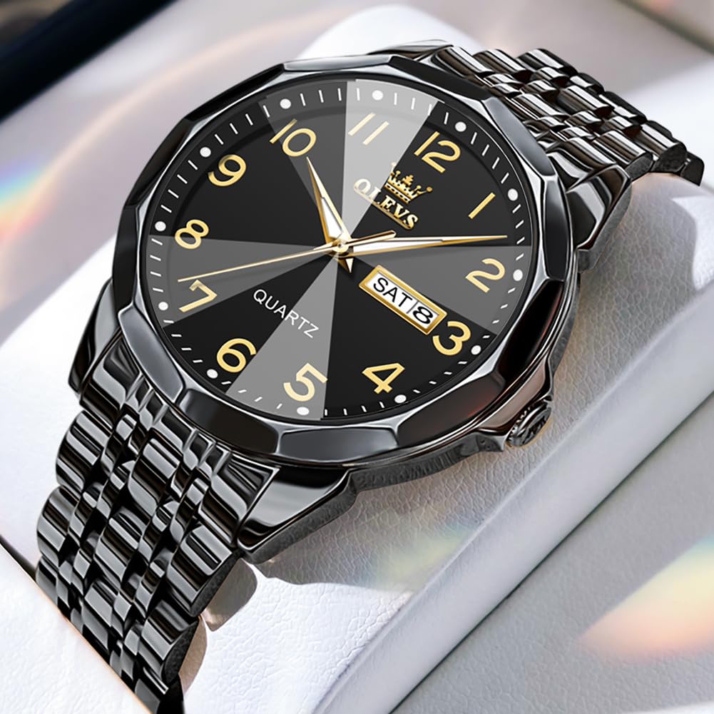 Foto 4 pulgar | Reloj Olevs Para Hombre, Vestido De Negocios Analógico, Cuarzo, Acero Inoxidable - Venta Internacional.
