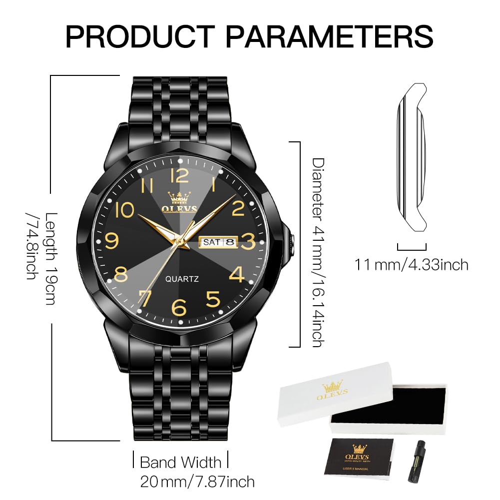 Foto 7 pulgar | Reloj Olevs Para Hombre, Vestido De Negocios Analógico, Cuarzo, Acero Inoxidable - Venta Internacional.