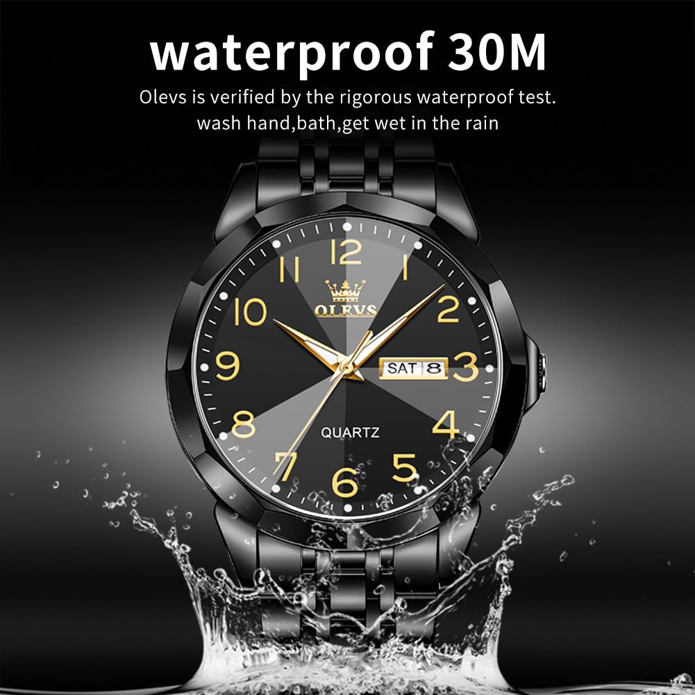 Foto 8 pulgar | Reloj Olevs Para Hombre, Vestido De Negocios Analógico, Cuarzo, Acero Inoxidable - Venta Internacional.