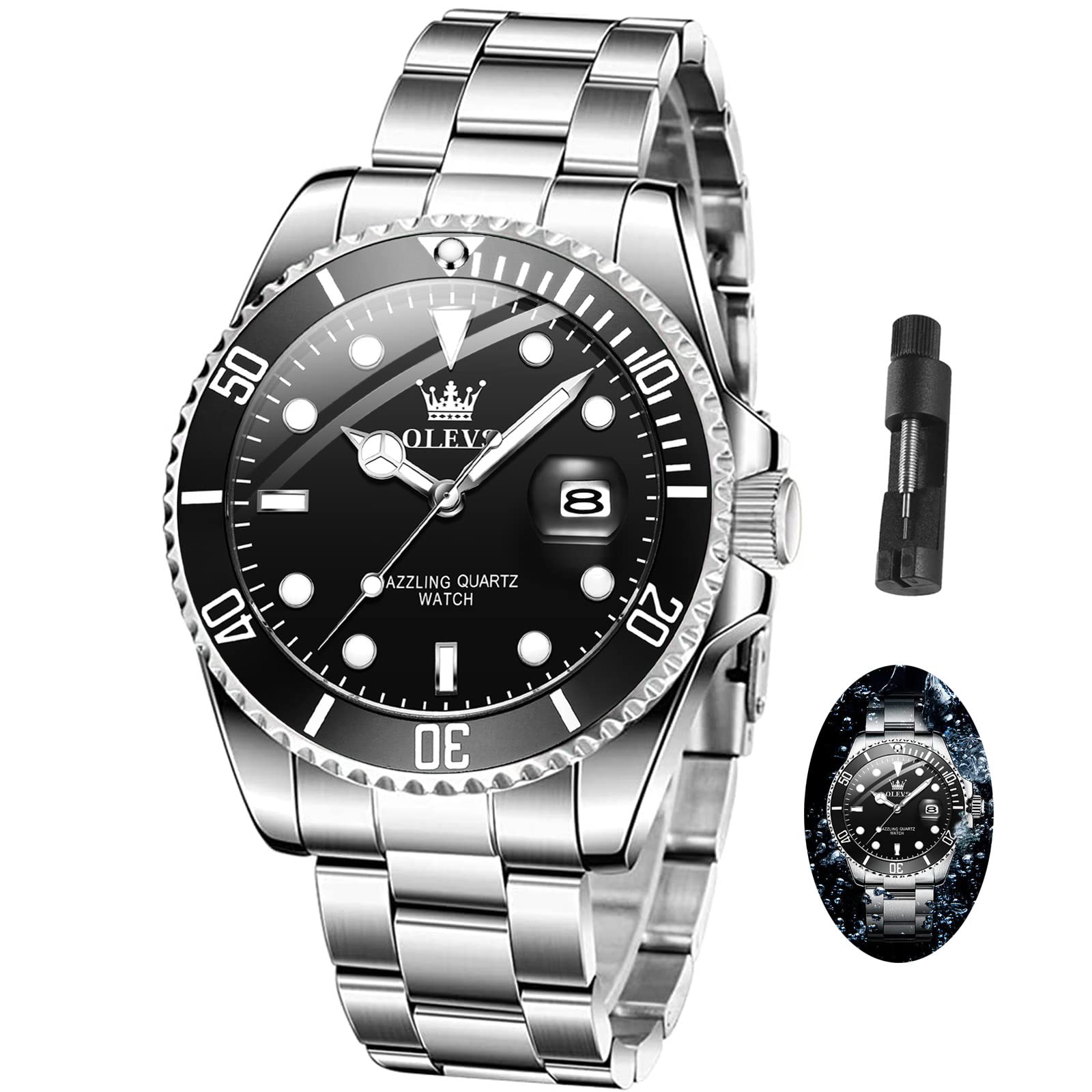 Foto 2 pulgar | Reloj Olevs Para Hombre, Redondo, De Cuarzo, Resistente Al Agua, 30 M - Venta Internacional.