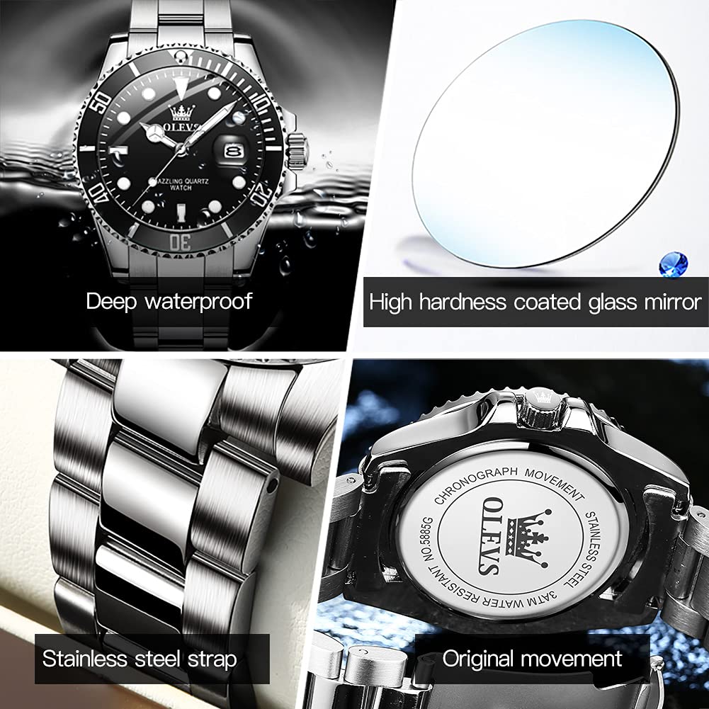 Foto 5 pulgar | Reloj Olevs Para Hombre, Redondo, De Cuarzo, Resistente Al Agua, 30 M - Venta Internacional.