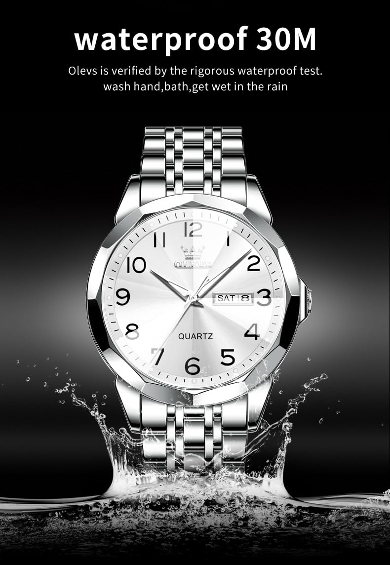 Foto 5 pulgar | Reloj Olevs, Vestido De Negocios De Cuarzo Inoxidable, Fácil De Leer, Para Hombre - Venta Internacional.