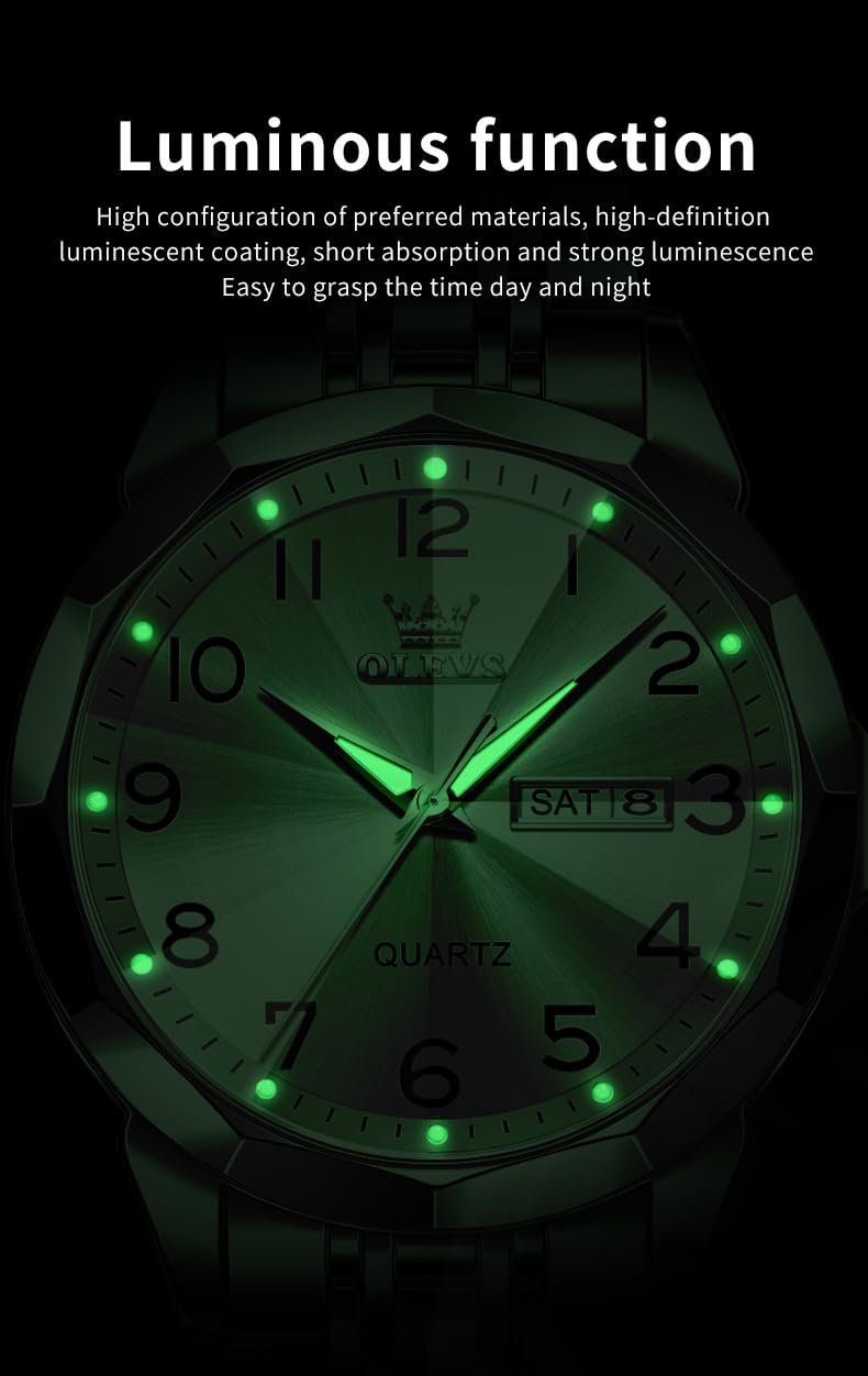 Foto 6 pulgar | Reloj Olevs, Vestido De Negocios De Cuarzo Inoxidable, Fácil De Leer, Para Hombre - Venta Internacional.
