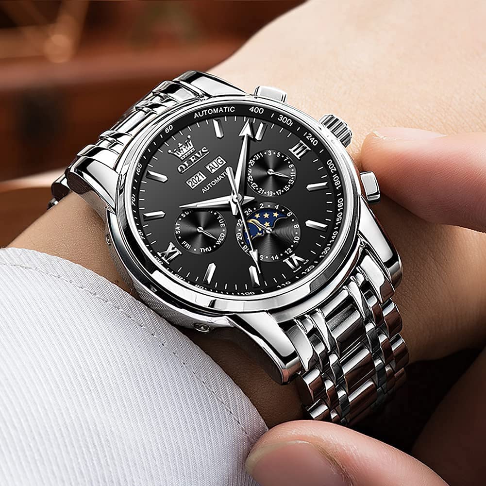 Foto 4 pulgar | Reloj Olevs Automatic Auto Winding Moon Phase Para Hombre - Venta Internacional.