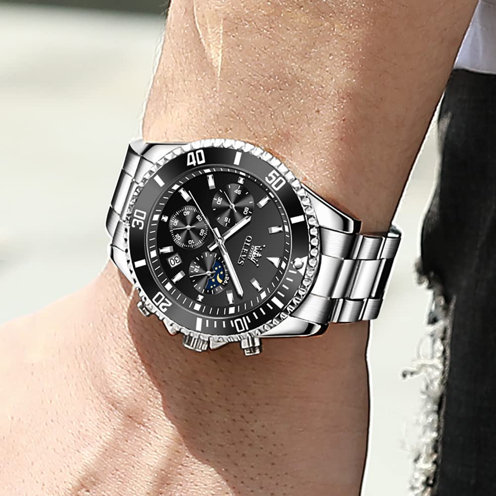 Foto 4 pulgar | Reloj Olevs Cronógrafo Analógico De Cuarzo Con Fase Lunar Para Hombre - Venta Internacional.