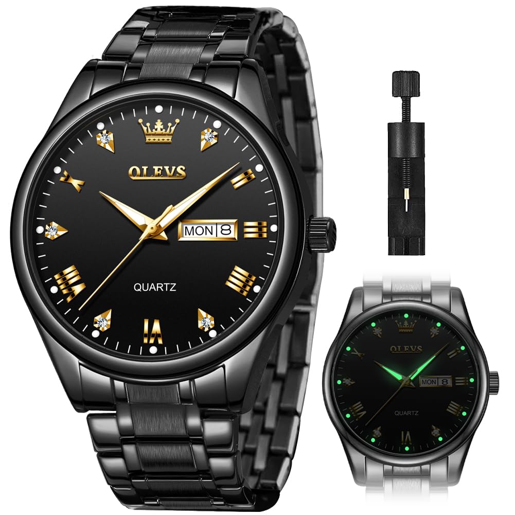 Foto 2 pulgar | Reloj Olevs Analógico De Cuarzo Para Hombre, Acero Inoxidable, Resistente Al Agua - Venta Internacional.