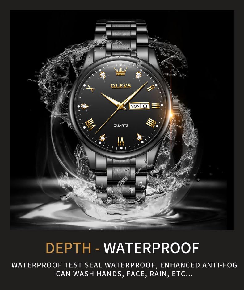Foto 3 | Reloj Olevs Analógico De Cuarzo Para Hombre, Acero Inoxidable, Resistente Al Agua - Venta Internacional.