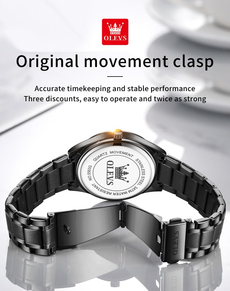 Foto 6 | Reloj Olevs Analógico De Cuarzo Para Hombre, Acero Inoxidable, Resistente Al Agua - Venta Internacional.