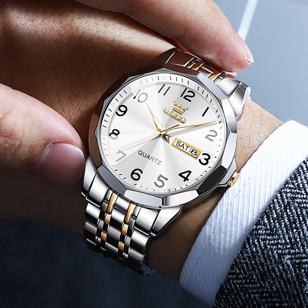 Foto 3 pulgar | Reloj Olevs Vestido De Negocios Simple Plateado Para Hombre A Prueba De Agua - Venta Internacional.
