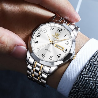 Foto 2 | Reloj Olevs Vestido De Negocios Simple Plateado Para Hombre A Prueba De Agua - Venta Internacional.