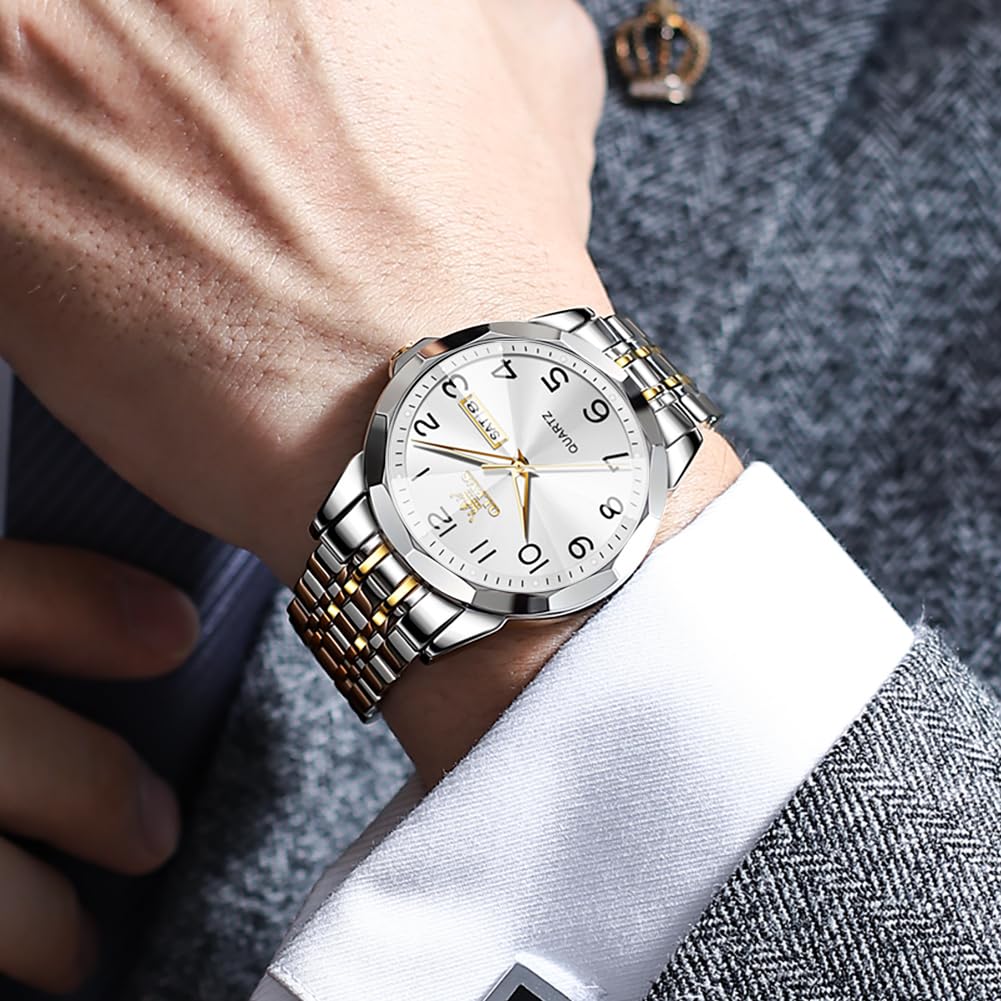 Foto 4 pulgar | Reloj Olevs Vestido De Negocios Simple Plateado Para Hombre A Prueba De Agua - Venta Internacional.