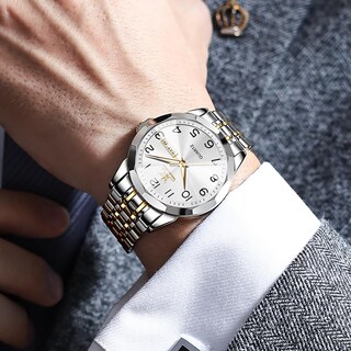 Foto 3 | Reloj Olevs Vestido De Negocios Simple Plateado Para Hombre A Prueba De Agua - Venta Internacional.