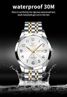 Foto 4 | Reloj Olevs Vestido De Negocios Simple Plateado Para Hombre A Prueba De Agua - Venta Internacional.