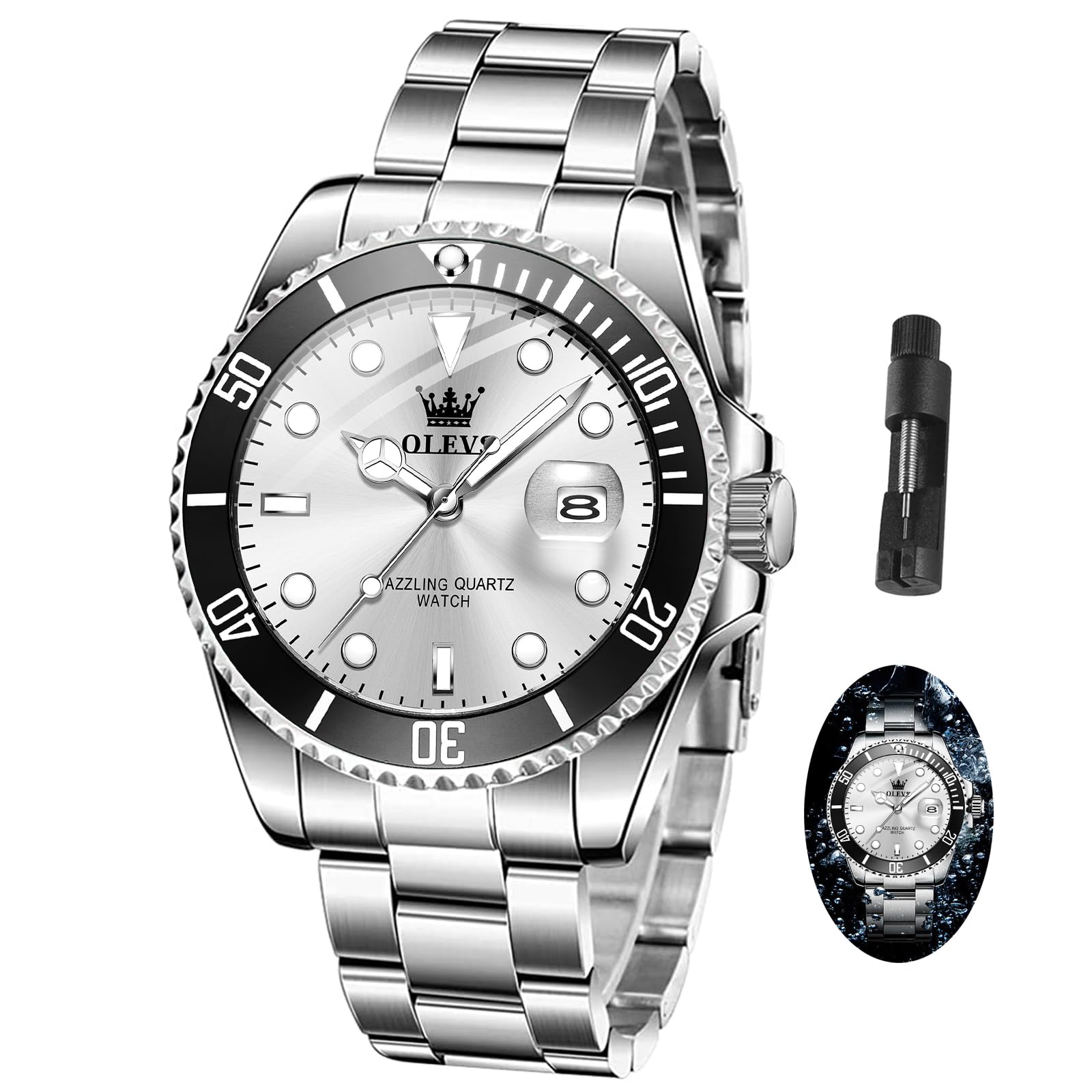 Reloj De Pulsera Olevs Plateado De Lujo Impermeable Para Hombre Vestido - Venta Internacional.