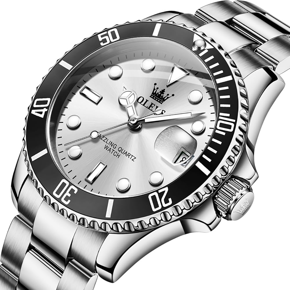 Foto 3 pulgar | Reloj De Pulsera Olevs Plateado De Lujo Impermeable Para Hombre Vestido - Venta Internacional.
