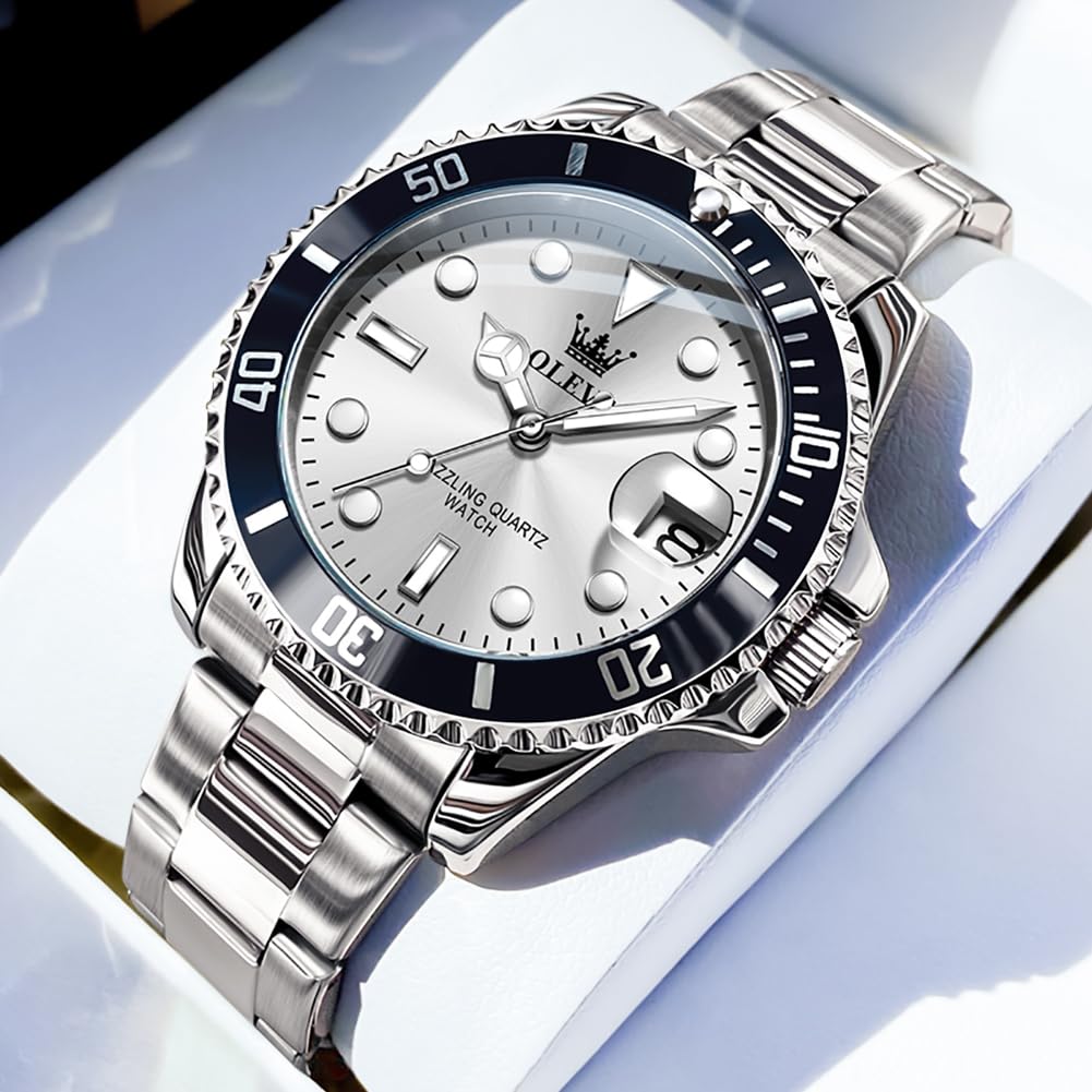 Foto 4 pulgar | Reloj De Pulsera Olevs Plateado De Lujo Impermeable Para Hombre Vestido - Venta Internacional.