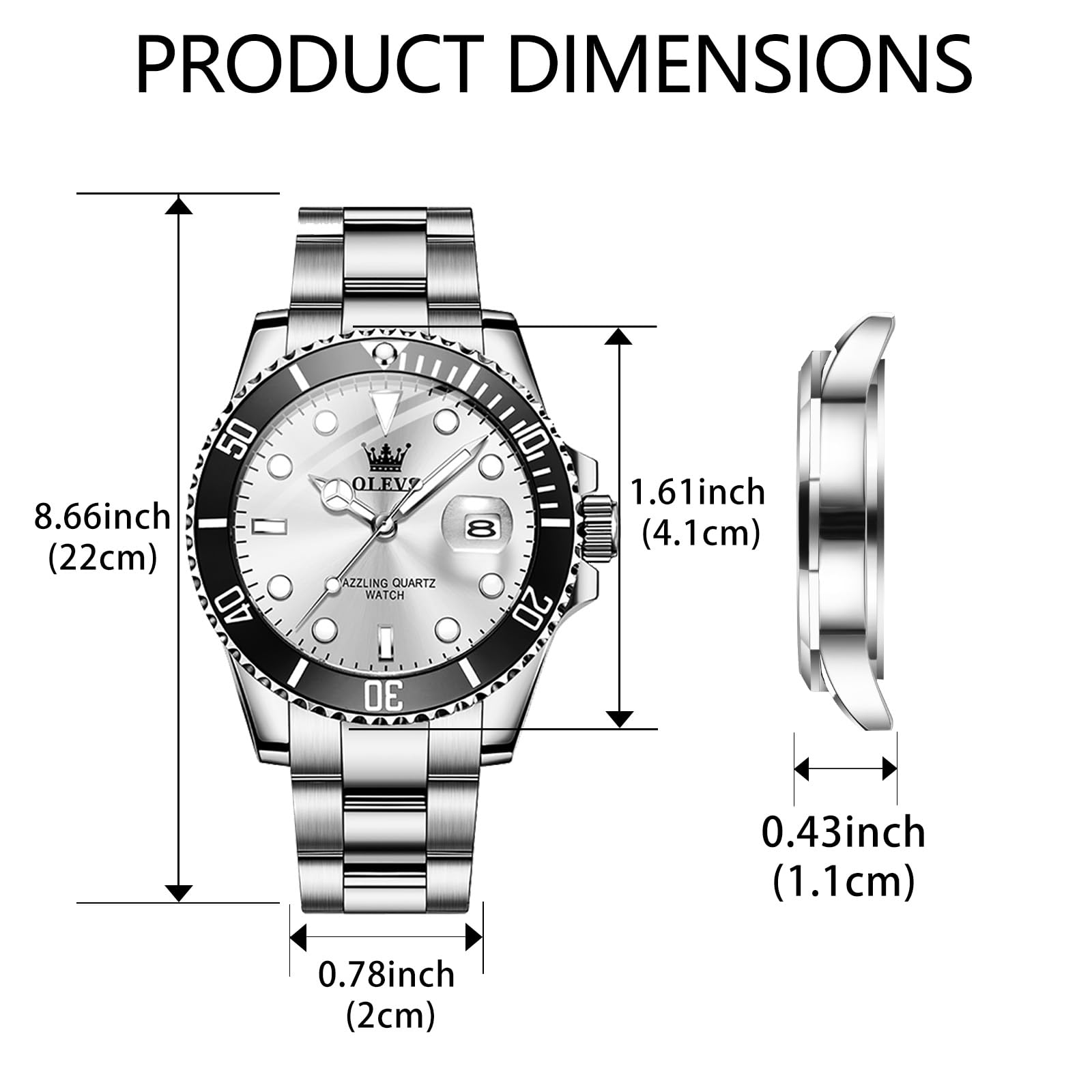 Foto 6 pulgar | Reloj De Pulsera Olevs Plateado De Lujo Impermeable Para Hombre Vestido - Venta Internacional.