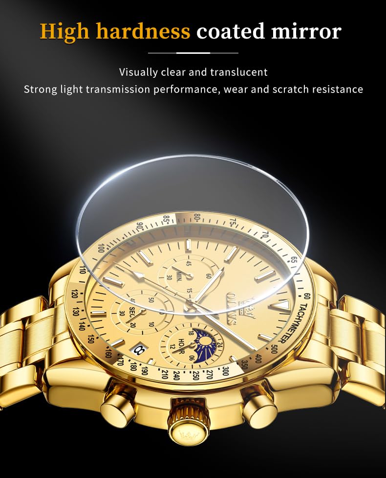 Foto 5 pulgar | Reloj Olevs Para Hombre, Cronógrafo Dorado, Acero Inoxidable, Plateado - Venta Internacional.