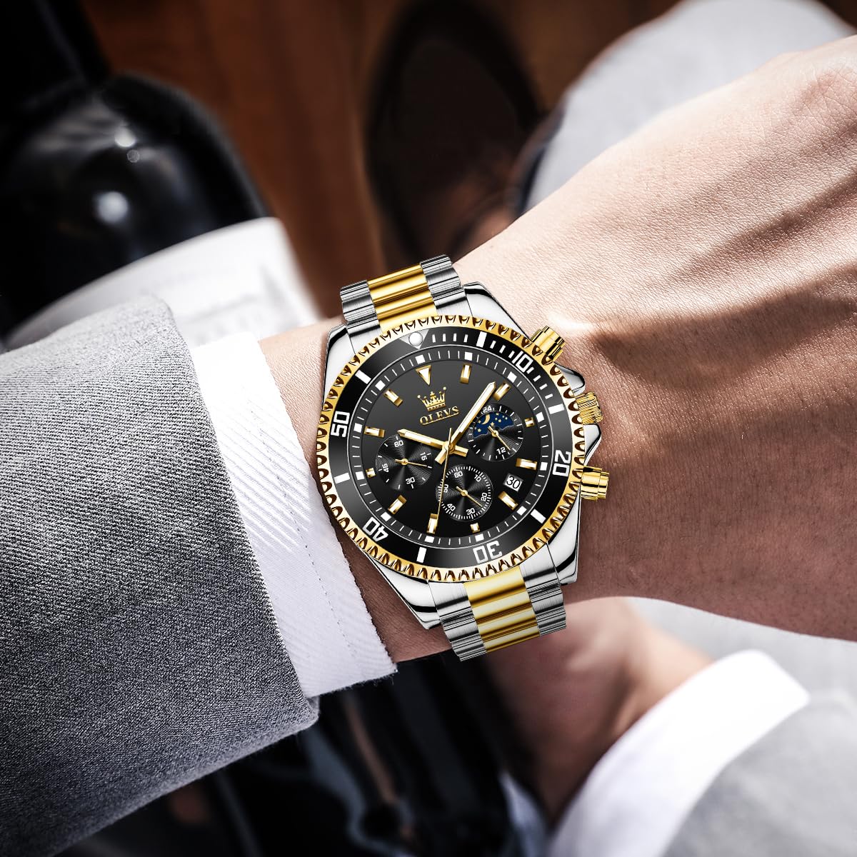Foto 5 pulgar | Reloj Olevs Business Dress Big Face Analog Quartz Para Hombre - Venta Internacional.