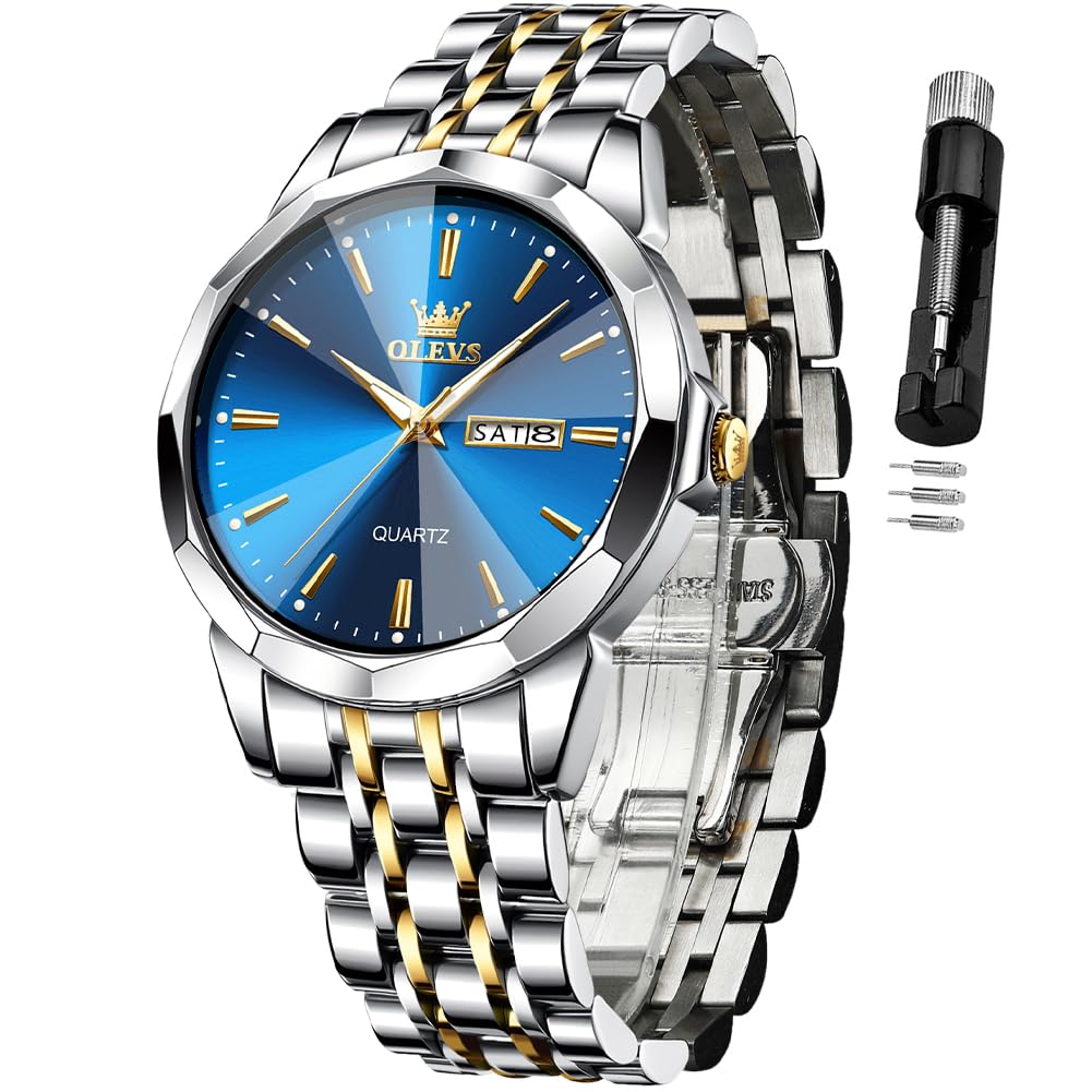 Foto 2 pulgar | Reloj Olevs Plateado Para Hombre, Vestido De Negocios, Analógico, Cuarzo - Venta Internacional.