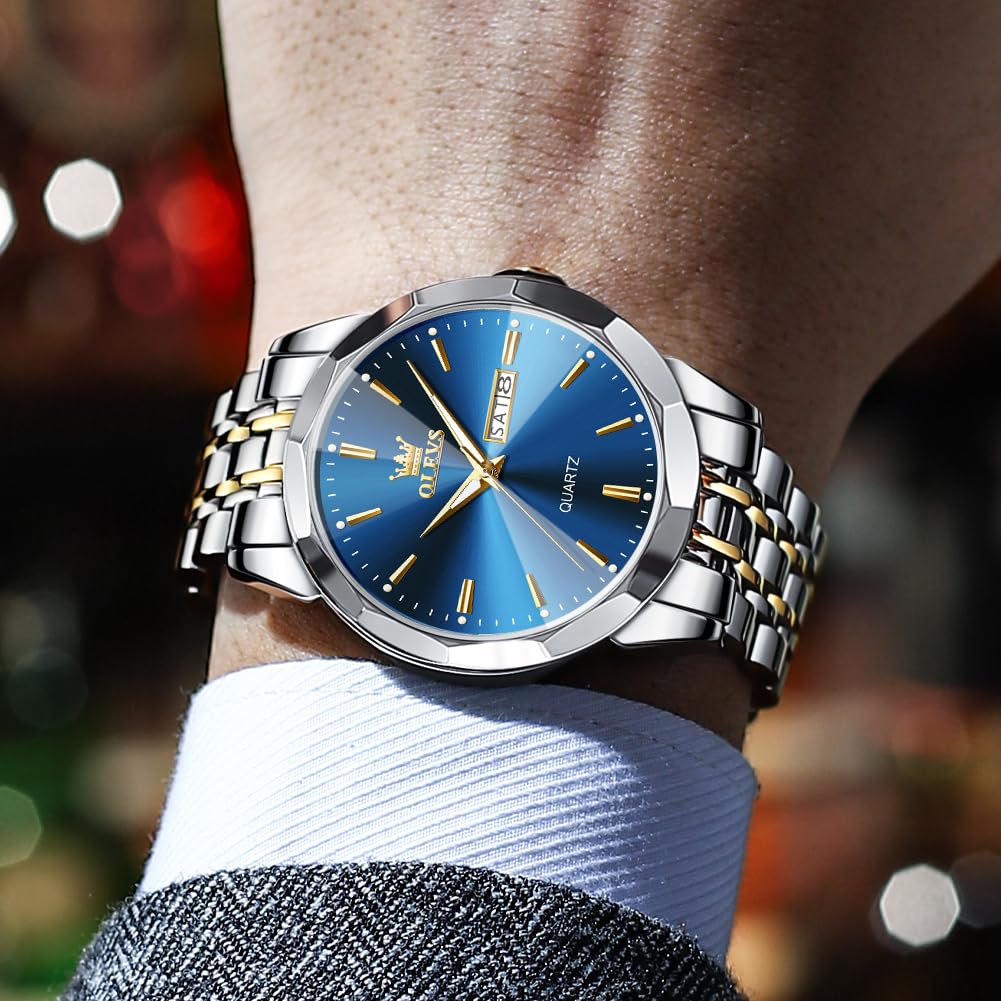 Foto 3 pulgar | Reloj Olevs Plateado Para Hombre, Vestido De Negocios, Analógico, Cuarzo - Venta Internacional.
