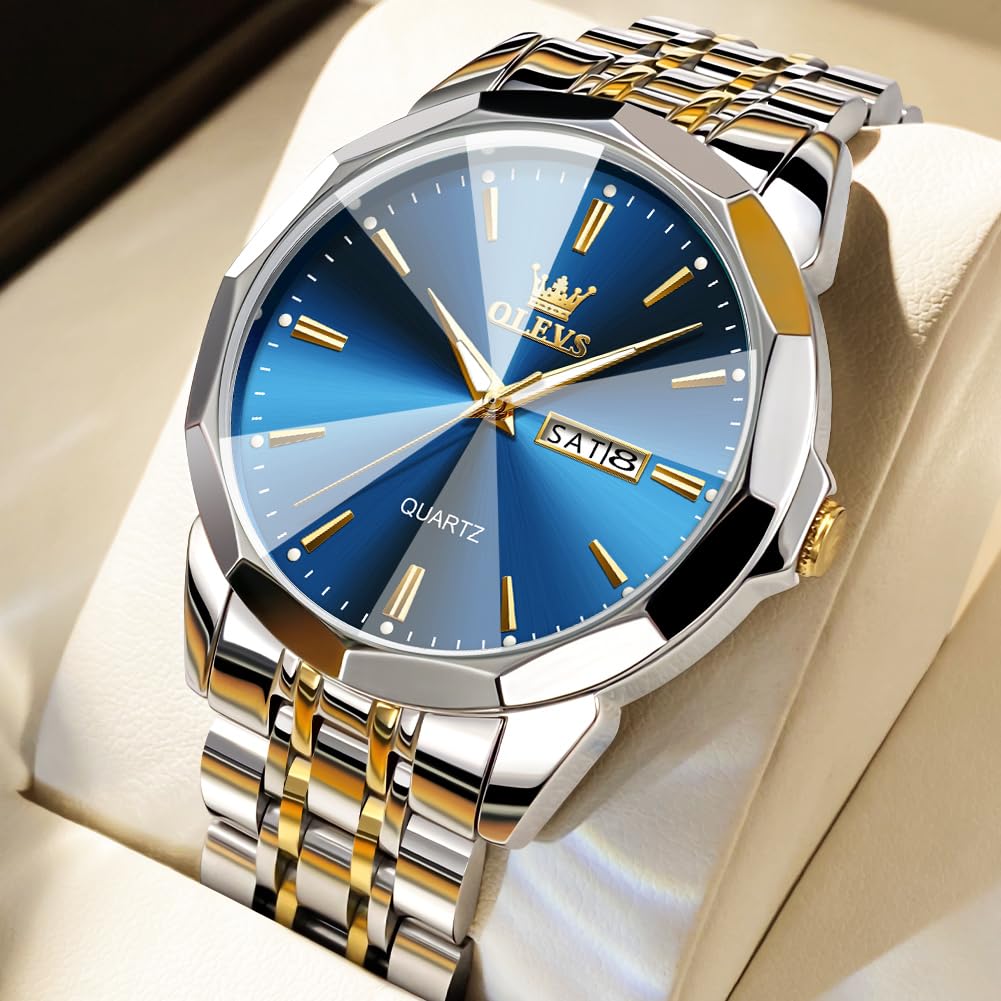 Foto 4 pulgar | Reloj Olevs Plateado Para Hombre, Vestido De Negocios, Analógico, Cuarzo - Venta Internacional.