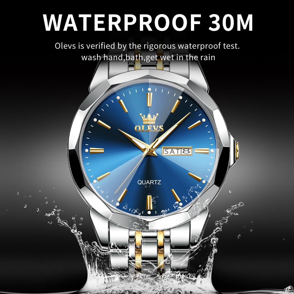 Foto 5 pulgar | Reloj Olevs Plateado Para Hombre, Vestido De Negocios, Analógico, Cuarzo - Venta Internacional.