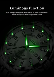 Foto 5 | Reloj Olevs Para Hombre, Acero Inoxidable Plateado, Resistente Al Agua Con Diamante - Venta Internacional.