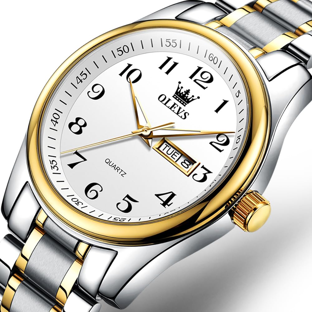 Foto 3 pulgar | Reloj Olevs Plateado Dorado Para Hombre, Clásico, Empresarial, Impermeable - Venta Internacional.