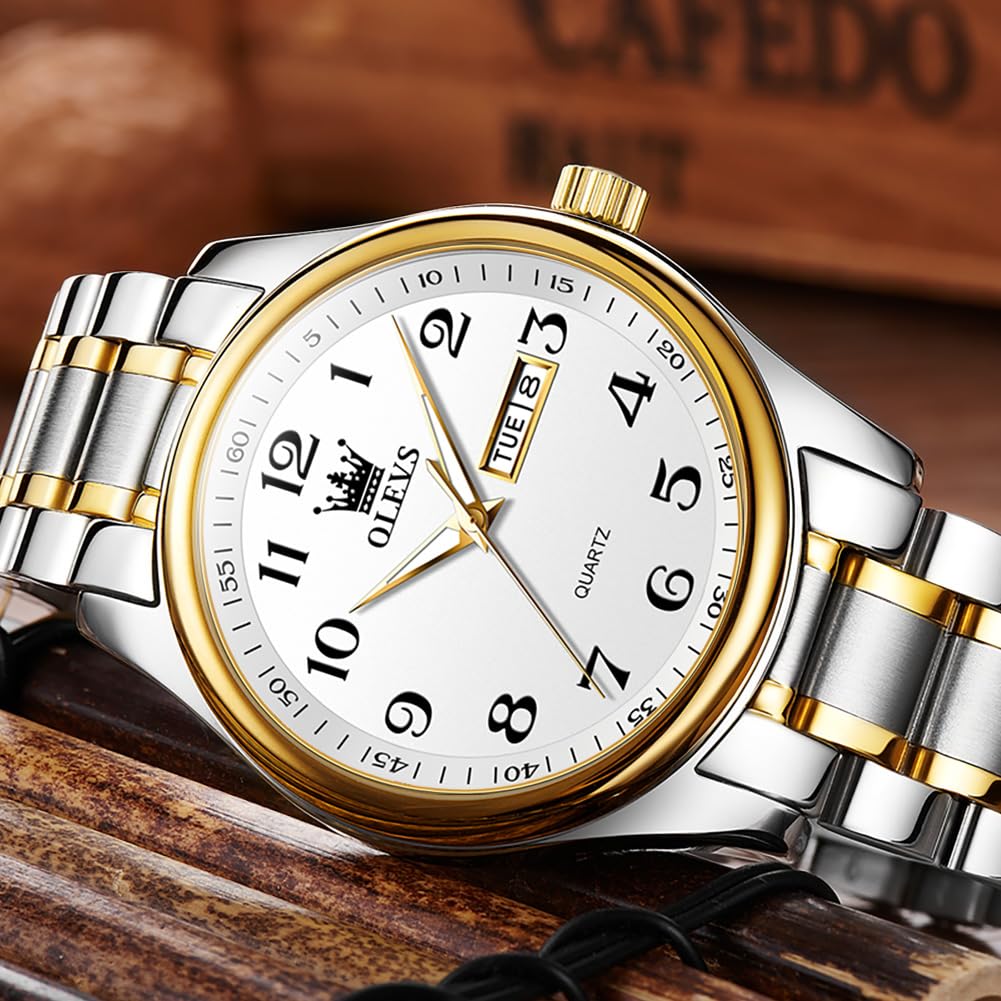 Foto 4 pulgar | Reloj Olevs Plateado Dorado Para Hombre, Clásico, Empresarial, Impermeable - Venta Internacional.