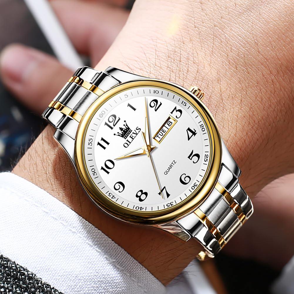 Foto 5 pulgar | Reloj Olevs Plateado Dorado Para Hombre, Clásico, Empresarial, Impermeable - Venta Internacional.