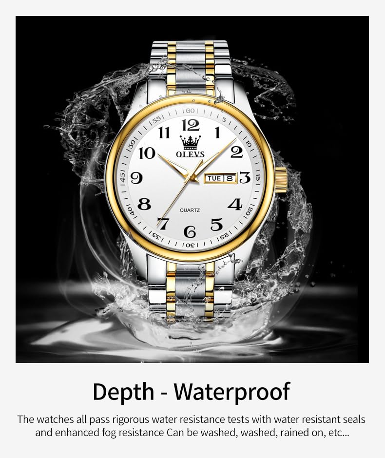 Foto 7 pulgar | Reloj Olevs Plateado Dorado Para Hombre, Clásico, Empresarial, Impermeable - Venta Internacional.