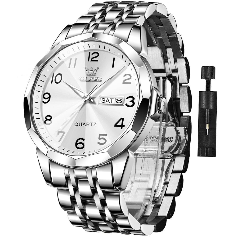 Reloj Olevs Silver Business Dress Diamond Quartz Para Hombre - Venta Internacional.