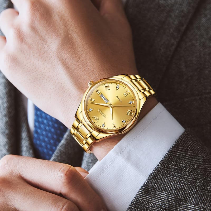 Foto 4 pulgar | Reloj Olevs Para Hombre De Acero Inoxidable Dorado Con Fecha Y Día A Prueba De Agua - Venta Internacional.