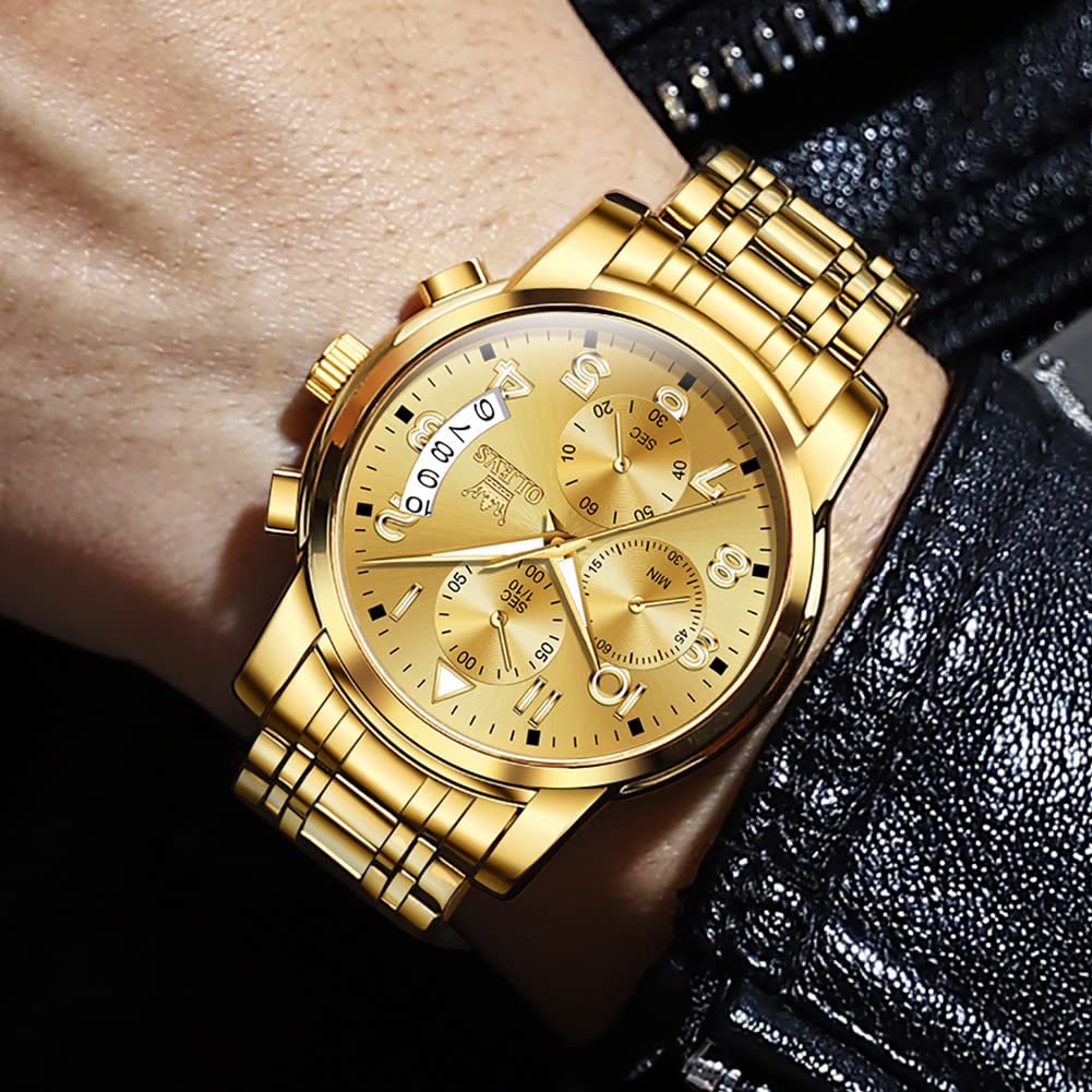 Foto 6 pulgar | Reloj Olevs Gold De Acero Inoxidable Impermeable Para Hombre - Venta Internacional.