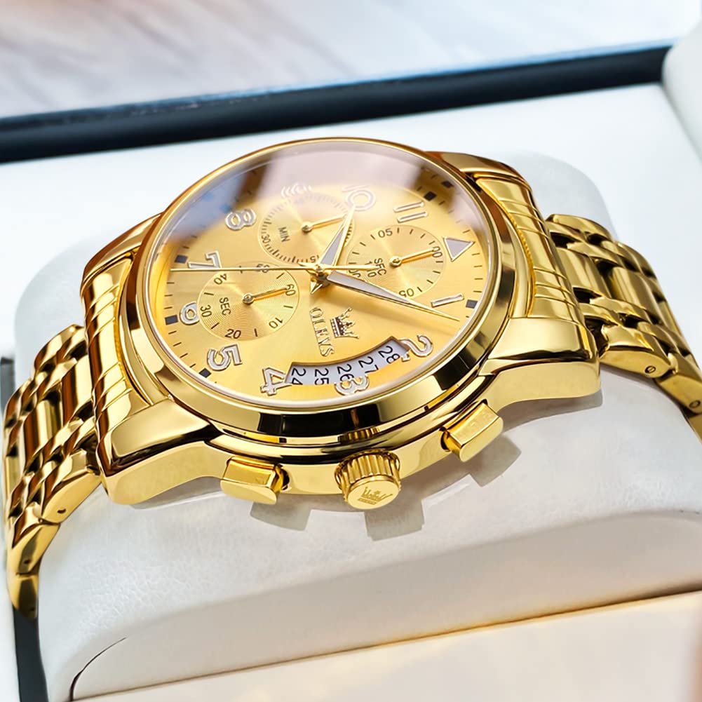 Foto 7 | Reloj Olevs Gold De Acero Inoxidable Impermeable Para Hombre - Venta Internacional.