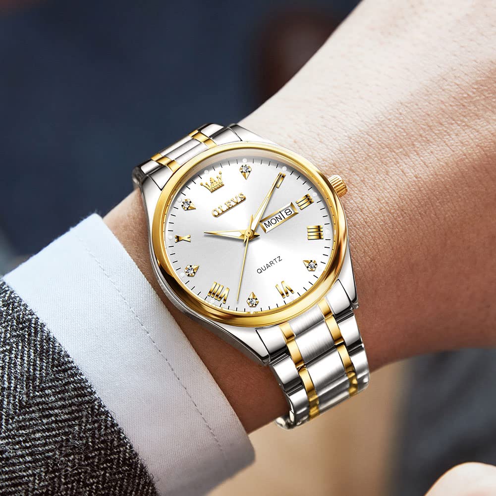 Foto 2 | Reloj Olevs Para Hombre, Cuarzo, Acero Inoxidable, Dos Tonos, Con Fecha - Venta Internacional.