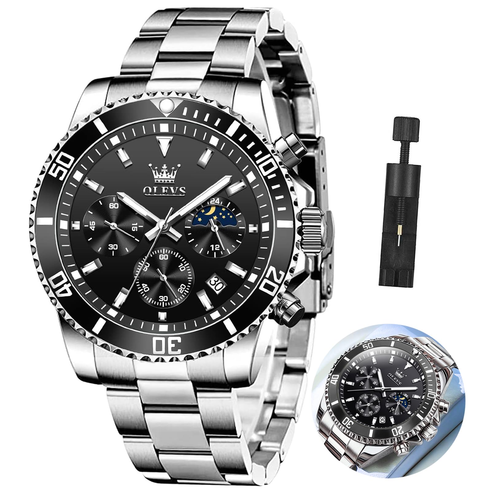 Reloj Olevs Chronograph Quartz Analógico De Acero Inoxidable Para Hombre - Venta Internacional.