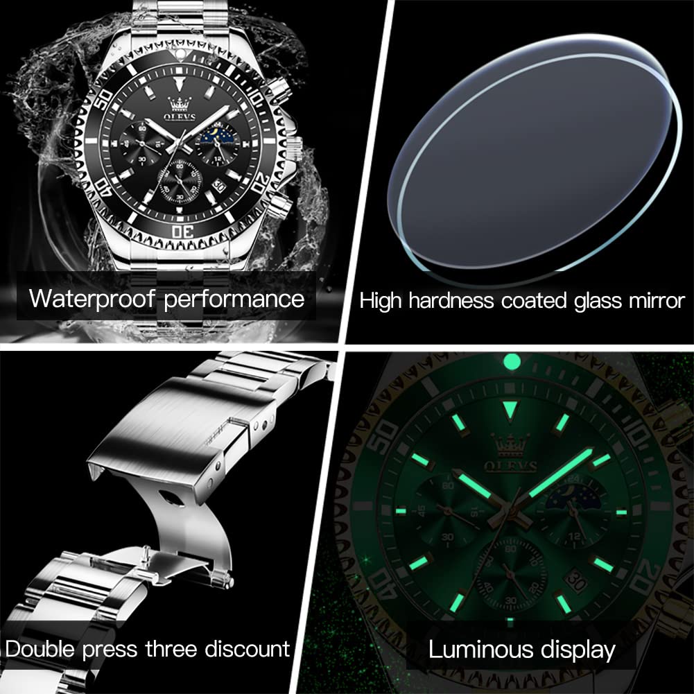 Foto 6 pulgar | Reloj Olevs Chronograph Quartz Analógico De Acero Inoxidable Para Hombre - Venta Internacional.