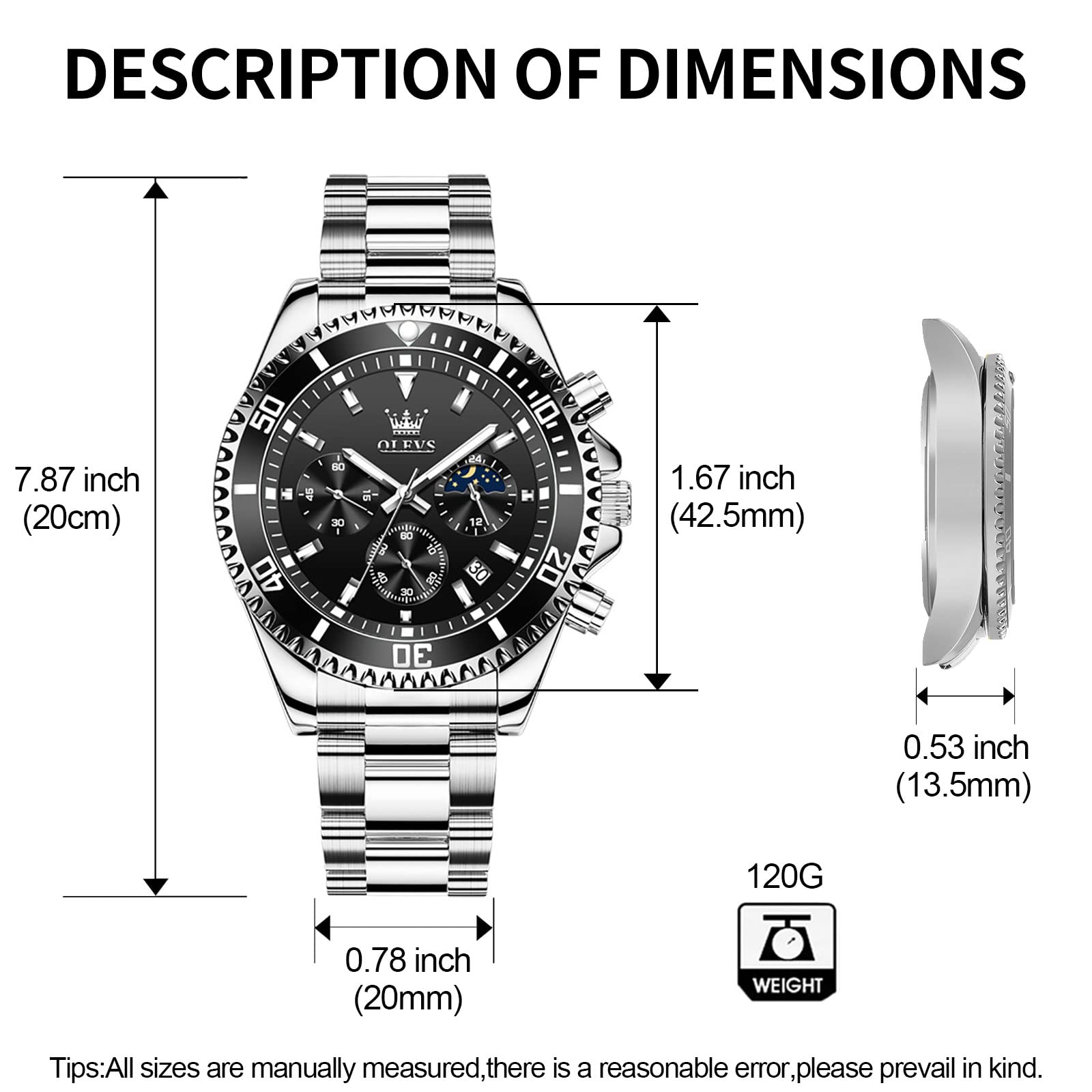 Foto 7 | Reloj Olevs Chronograph Quartz Analógico De Acero Inoxidable Para Hombre - Venta Internacional.