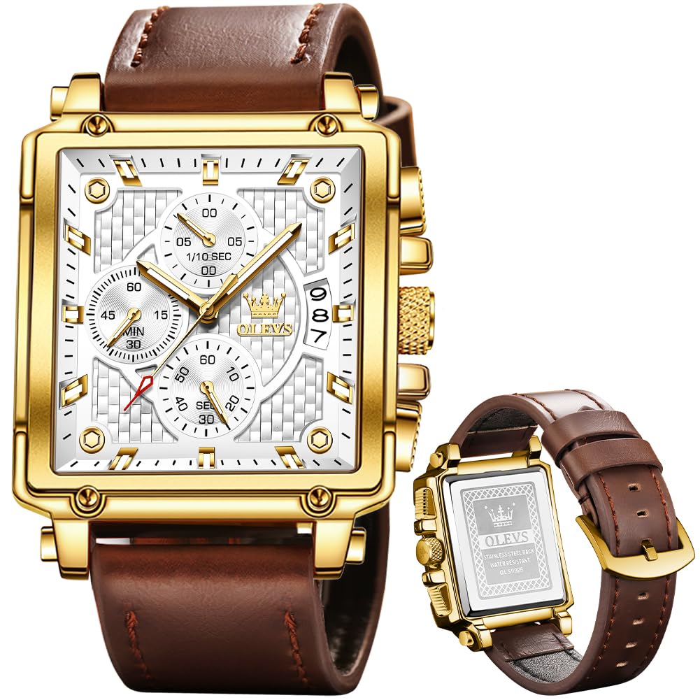 Foto 2 pulgar | Reloj Olevs Chronograph Square Fashion Leather Para Hombre - Venta Internacional.
