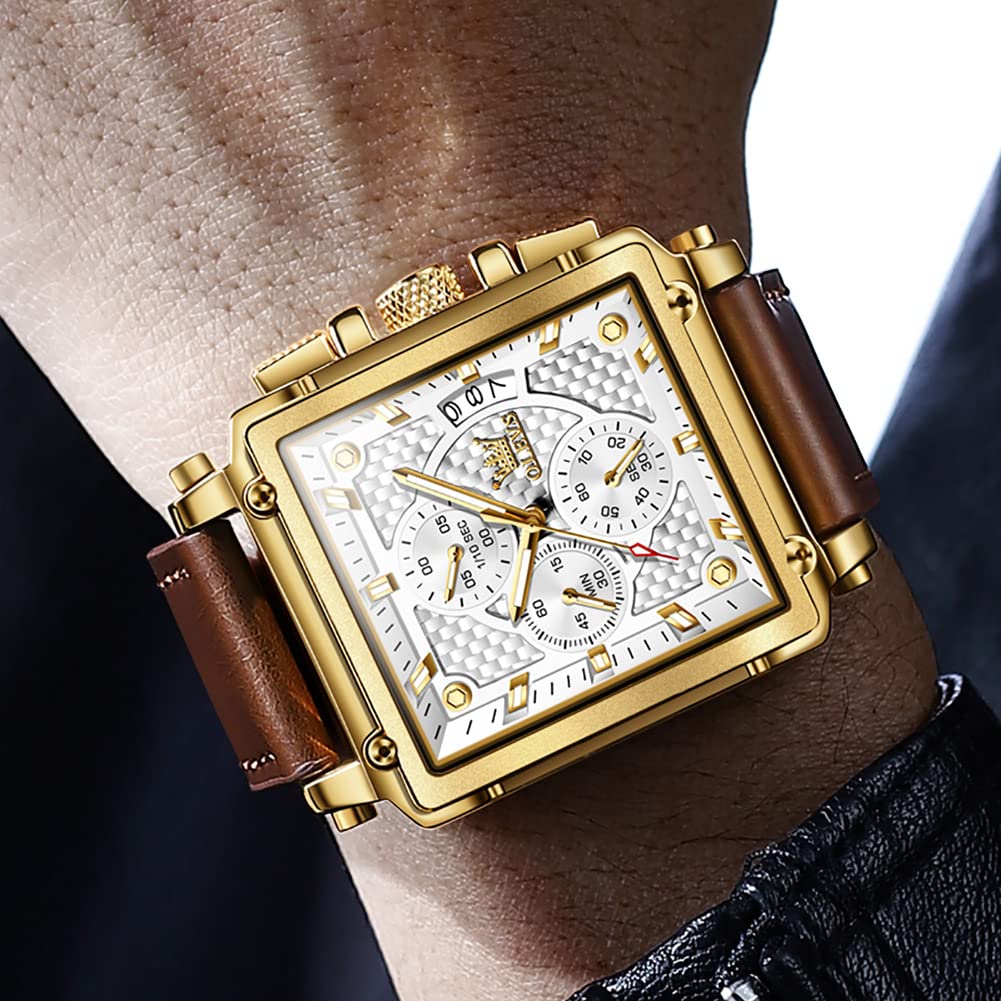 Foto 4 pulgar | Reloj Olevs Chronograph Square Fashion Leather Para Hombre - Venta Internacional.
